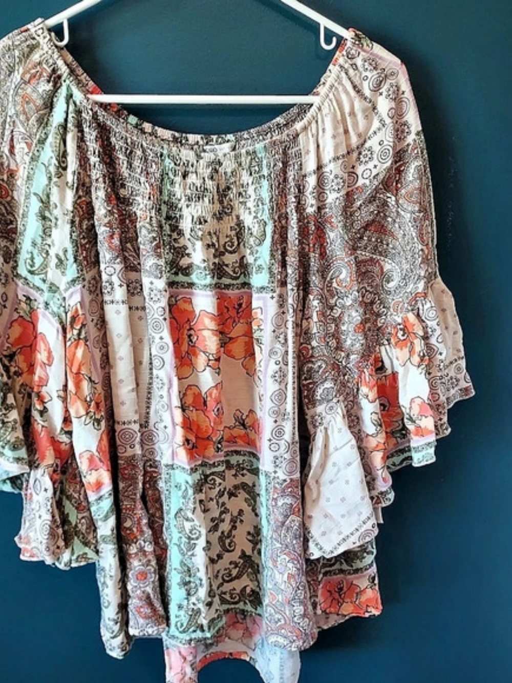 Cato Paisley Floral Tunic White & Orange Size 14/16W Like New - Picture 1 of 7
